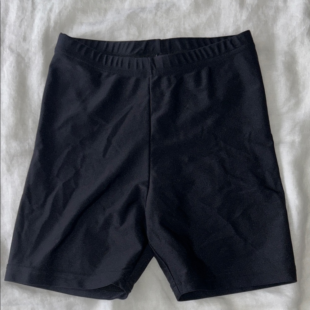 American Apparel Black Nylon Stretch Biker Shorts